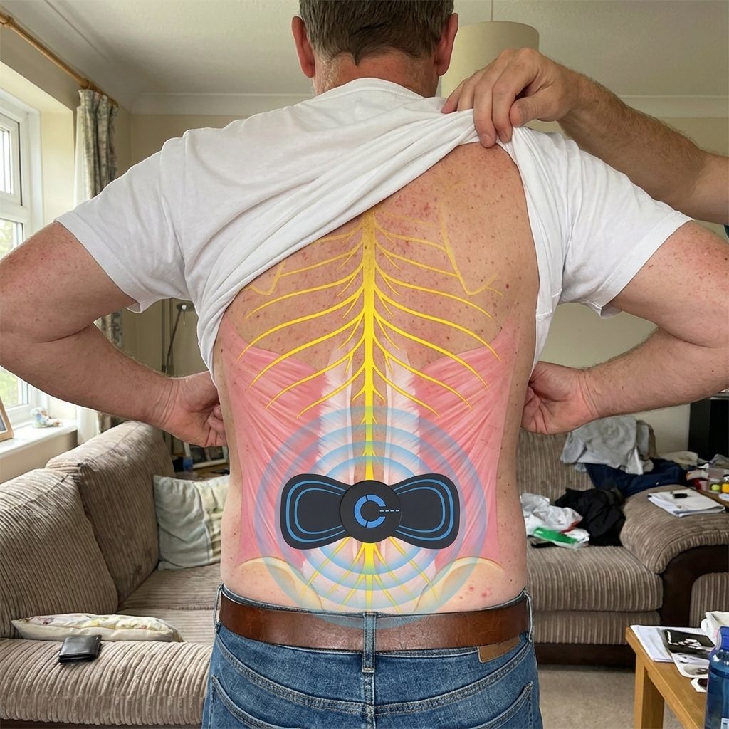 Deep back muscles with the pad placed across the spine