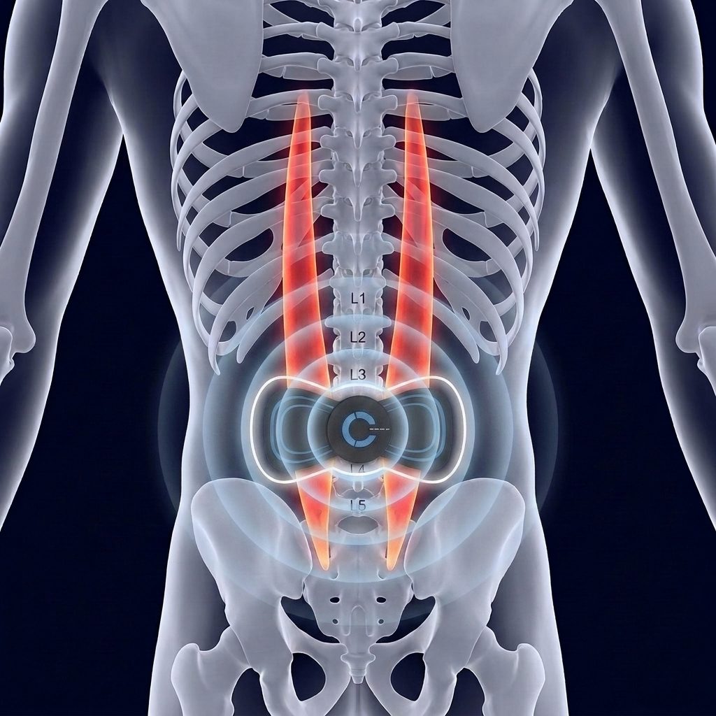 Lower spine showing the deep stabiliser at L4-L5